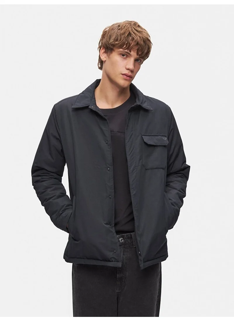 إل تي بي Shirt Collar Technical Navy Blue Coat