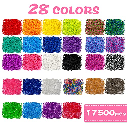INSCRAFT 17500+ Rubber Loom Bands with 3 Layer Pink Container, 28 Colors, 600 S-Clips, 352 Beads, 40 Cartoon Pendant, Bracelet Making Refill Kit for Kids - Image 3