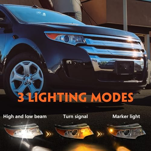 FIONE for Ford Edge Headlight Assembly 2011 2012 2013 2014 Halogen Replacement Projector Headlamp SE SEL Limited Right Passenger Side RH BT4Z13008A - Image 4