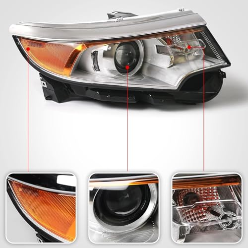 FIONE for Ford Edge Headlight Assembly 2011 2012 2013 2014 Halogen Replacement Projector Headlamp SE SEL Limited Right Passenger Side RH BT4Z13008A - Image 2