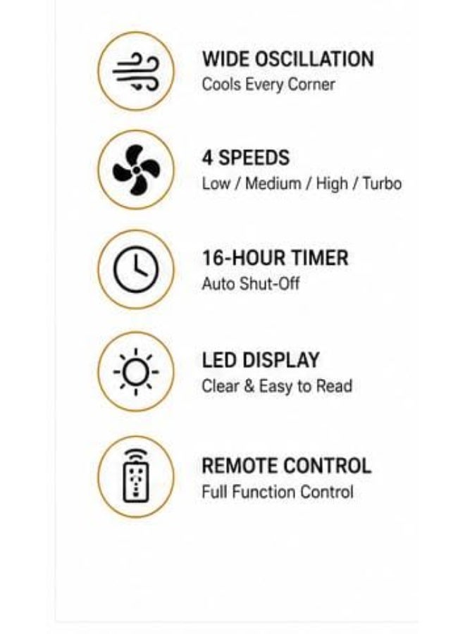 ASEEL Remote Control Standing Fan with LED Display | 4 Speed Pedestal Fan | Wide Oscillation | 16 Hour Timer | Adjustable Height | Quiet Electric Fan - Image 5