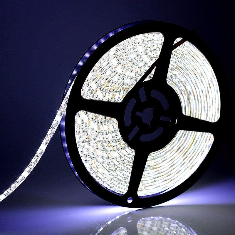 600 LEDs Light Strip Waterproof Cool White 7000K SUPERNIGHT 164FT LED Rope Lighting Flexible Tape Decorate for Bedroom Boat Car TV backlighting Holidays Party White