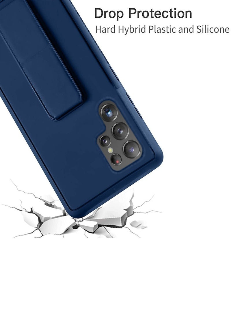 دبليو تيك جراب حامل مغناطيسي للسيارة مزود بمقبض يدوي وحامل متعدد وحامل حزام الإصبع لهاتف Samsung Galaxy S23 Ultra Blue - Image 3