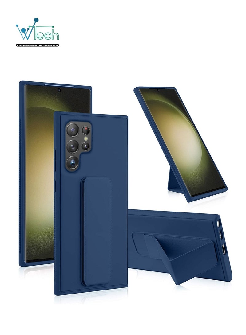 دبليو تيك جراب حامل مغناطيسي للسيارة مزود بمقبض يدوي وحامل متعدد وحامل حزام الإصبع لهاتف Samsung Galaxy S23 Ultra Blue - Image 1