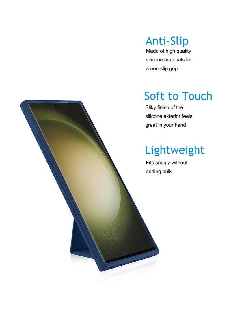 دبليو تيك جراب حامل مغناطيسي للسيارة مزود بمقبض يدوي وحامل متعدد وحامل حزام الإصبع لهاتف Samsung Galaxy S23 Ultra Blue - Image 2