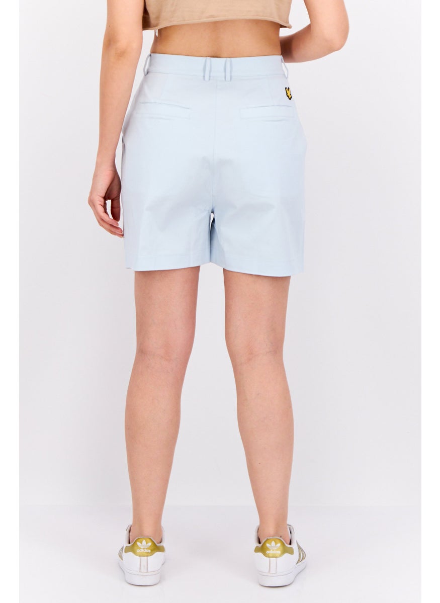 Lyle & Scott - Women Embroidered Logo Chino Short, Light Blue - Image 1