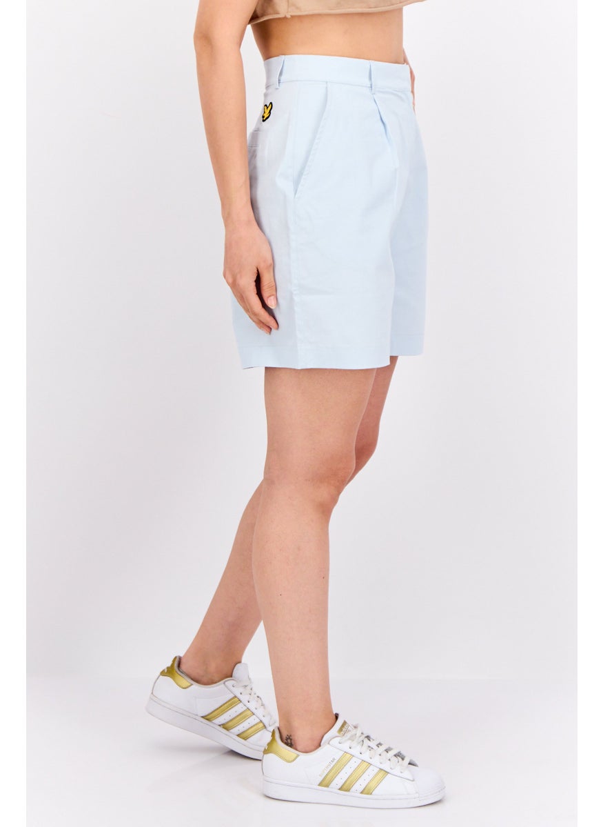 Lyle & Scott - Women Embroidered Logo Chino Short, Light Blue - Image 1