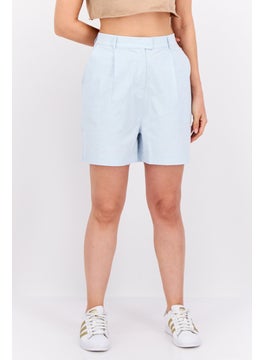Women Embroidered Logo Chino Short, Light Blue