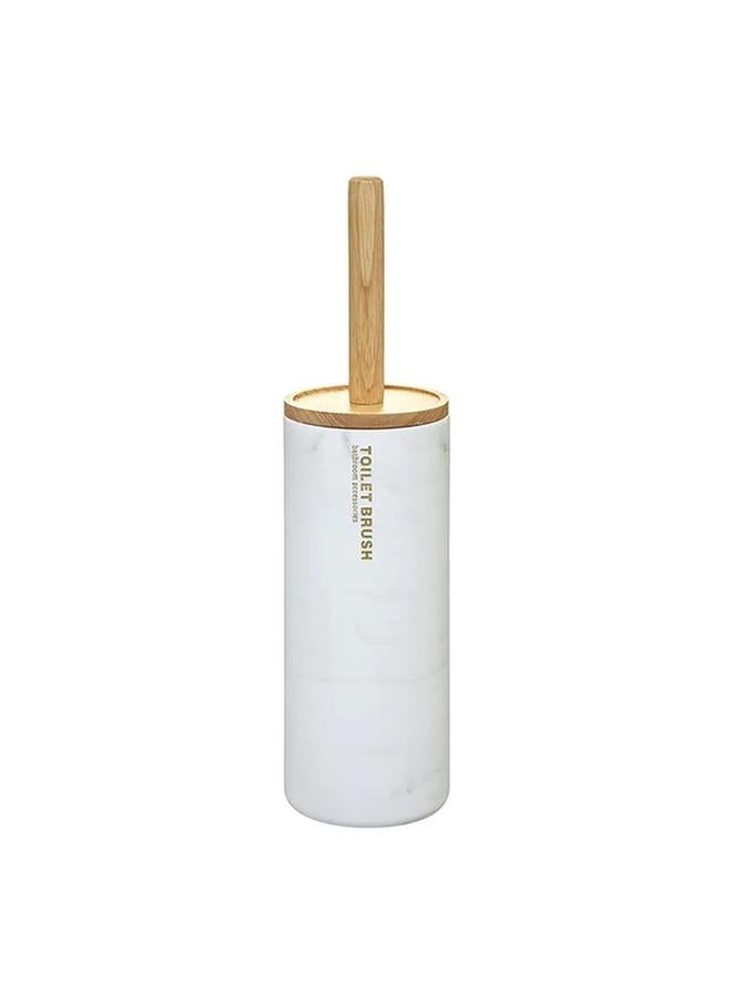 Five Simply Smart Marble Effect Lea Toilet Brush With Holder White 160940 - Image 1