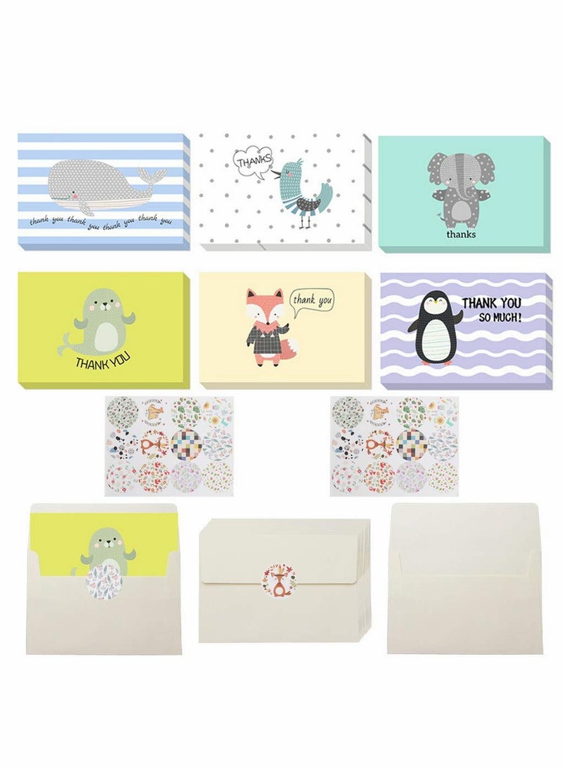 SOLARAE 24 Pcs Kids Thank You Cards with Stickers and Envelopes - Image 1