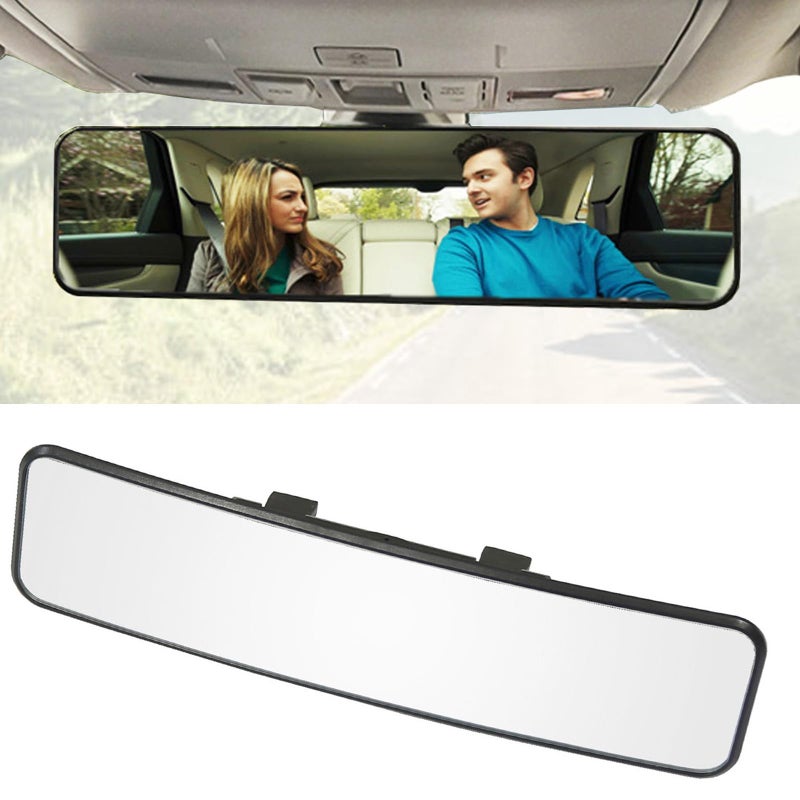 Kitbest Rear View Mirror, Universal 11.4 Inch Interior Clip On Panoramic Rearview Mirror, Wide Angle Rear View Mirror, Convex Car Mirror to Reduce Blind Spot Effectively for Car SUV Trucks â€“ Clear - Image 1