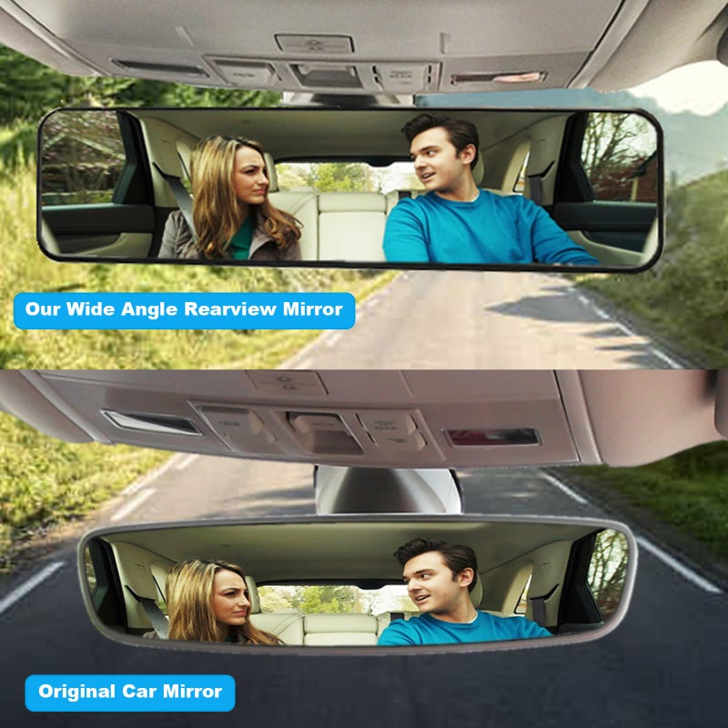 Kitbest Rear View Mirror, Universal 11.4 Inch Interior Clip On Panoramic Rearview Mirror, Wide Angle Rear View Mirror, Convex Car Mirror to Reduce Blind Spot Effectively for Car SUV Trucks â€“ Clear - Image 2