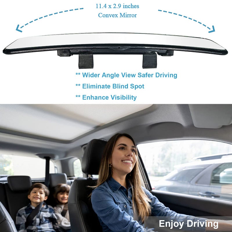 Kitbest Rear View Mirror, Universal 11.4 Inch Interior Clip On Panoramic Rearview Mirror, Wide Angle Rear View Mirror, Convex Car Mirror to Reduce Blind Spot Effectively for Car SUV Trucks â€“ Clear - Image 4