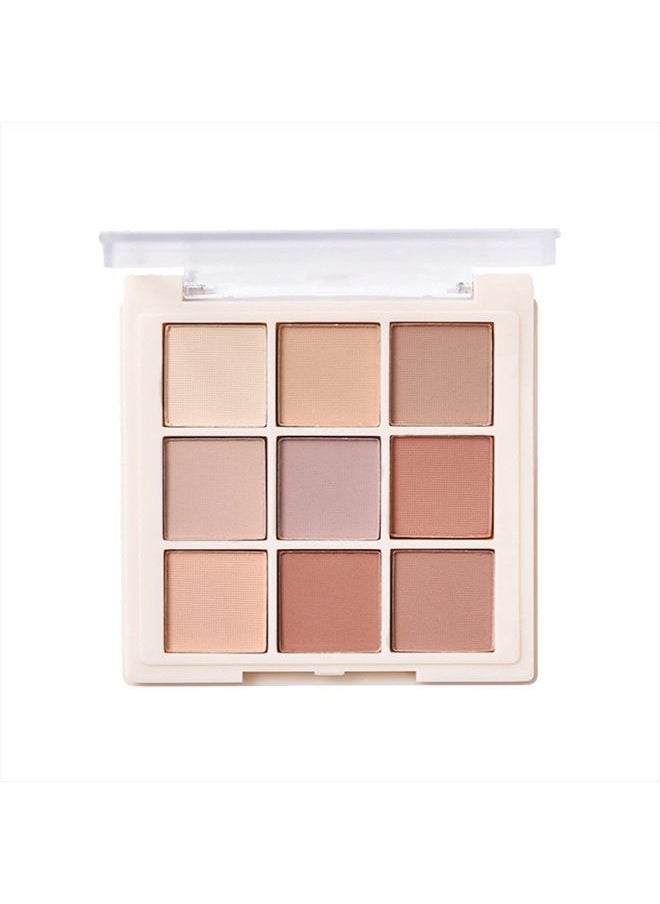9 Colors Matte Eyeshadow Palette, Highly Pigmented Long Lasting Matte Nude Shimmer Eyeshadow Pallet,Beige Earth Neutral Smoky Waterproof Cosmetic Eye Shadows