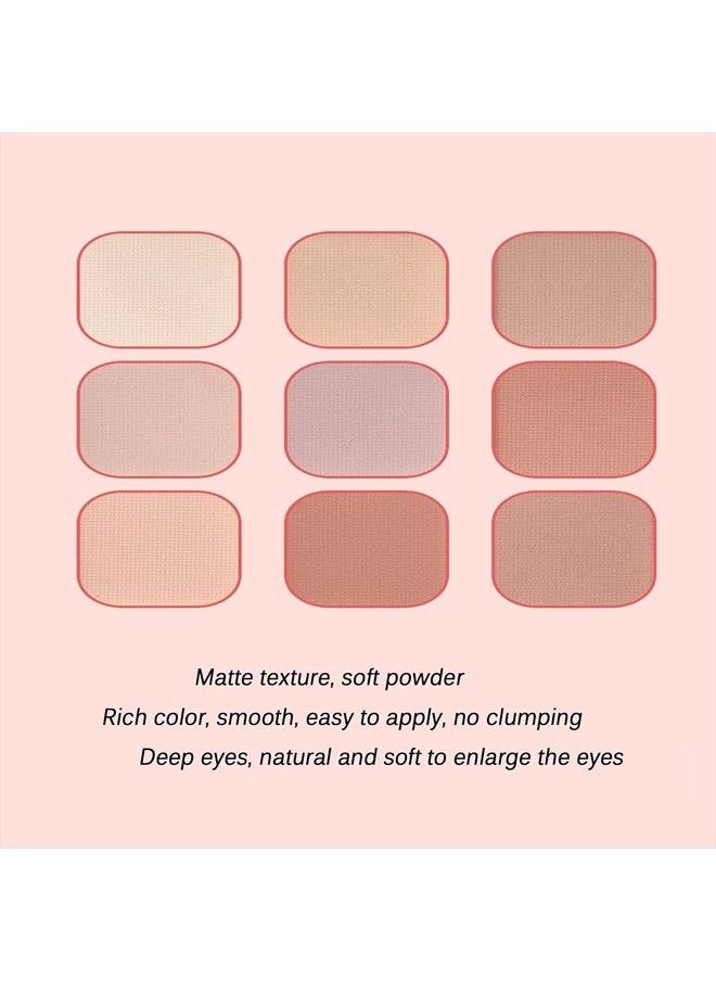 9 Colors Matte Eyeshadow Palette, Highly Pigmented Long Lasting Matte Nude Shimmer Eyeshadow Pallet,Beige Earth Neutral Smoky Waterproof Cosmetic Eye Shadows