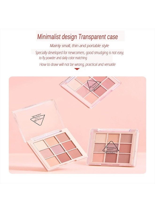9 Colors Matte Eyeshadow Palette, Highly Pigmented Long Lasting Matte Nude Shimmer Eyeshadow Pallet,Beige Earth Neutral Smoky Waterproof Cosmetic Eye Shadows