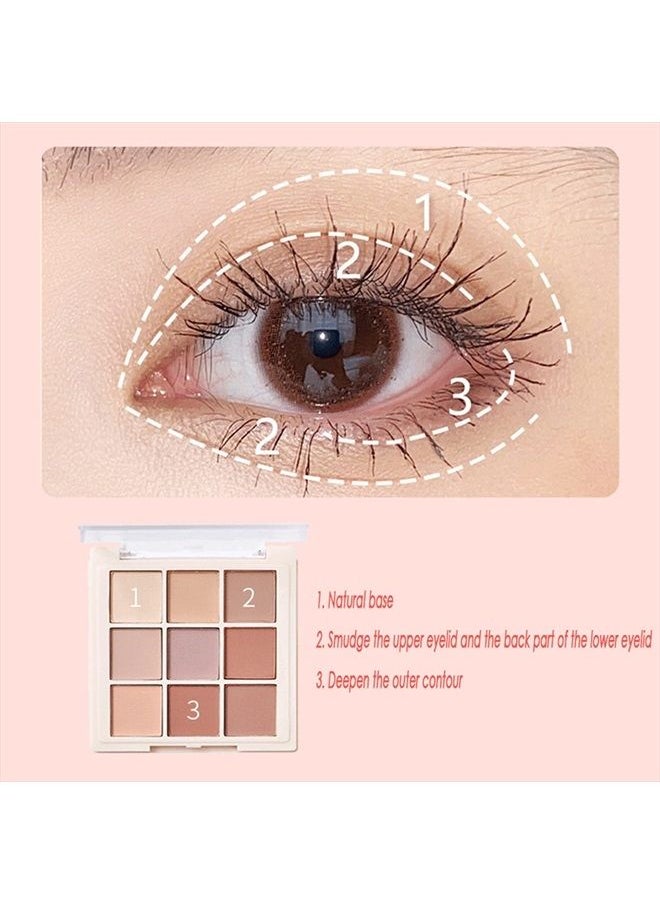 9 Colors Matte Eyeshadow Palette, Highly Pigmented Long Lasting Matte Nude Shimmer Eyeshadow Pallet,Beige Earth Neutral Smoky Waterproof Cosmetic Eye Shadows