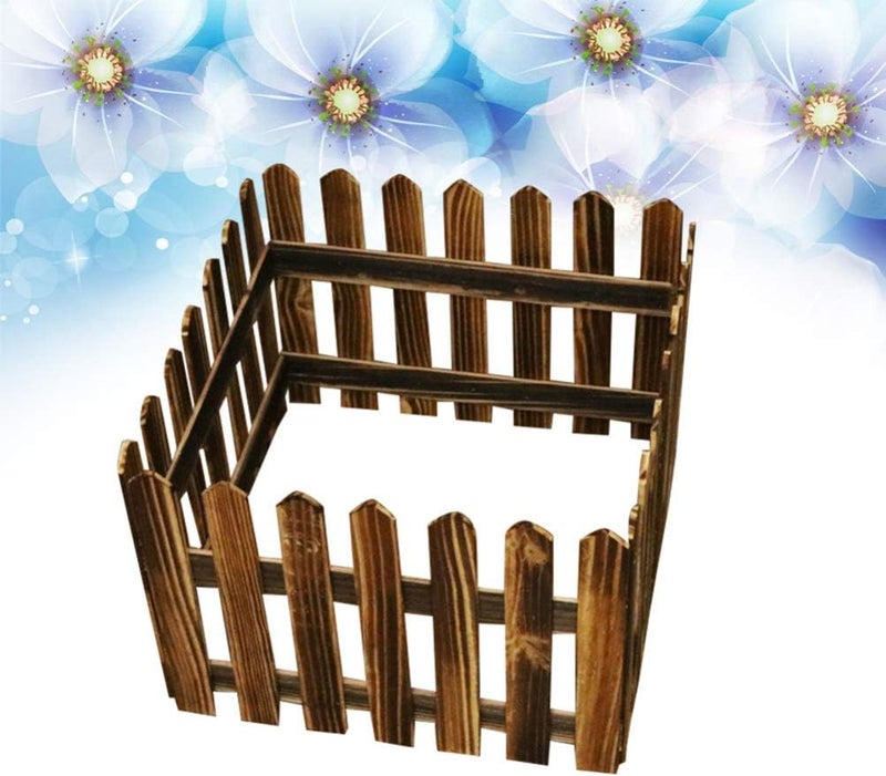 woobles 1Pc 1.2M Christmas Tree Fence Decoractive Picket Fence Miniature Fence Wood Picket Fence for Fairy Garden Decoration (Carbonized) - Image 5