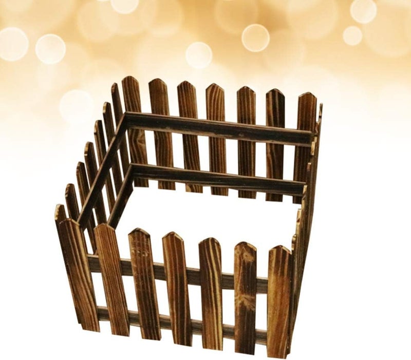 woobles 1Pc 1.2M Christmas Tree Fence Decoractive Picket Fence Miniature Fence Wood Picket Fence for Fairy Garden Decoration (Carbonized) - Image 4