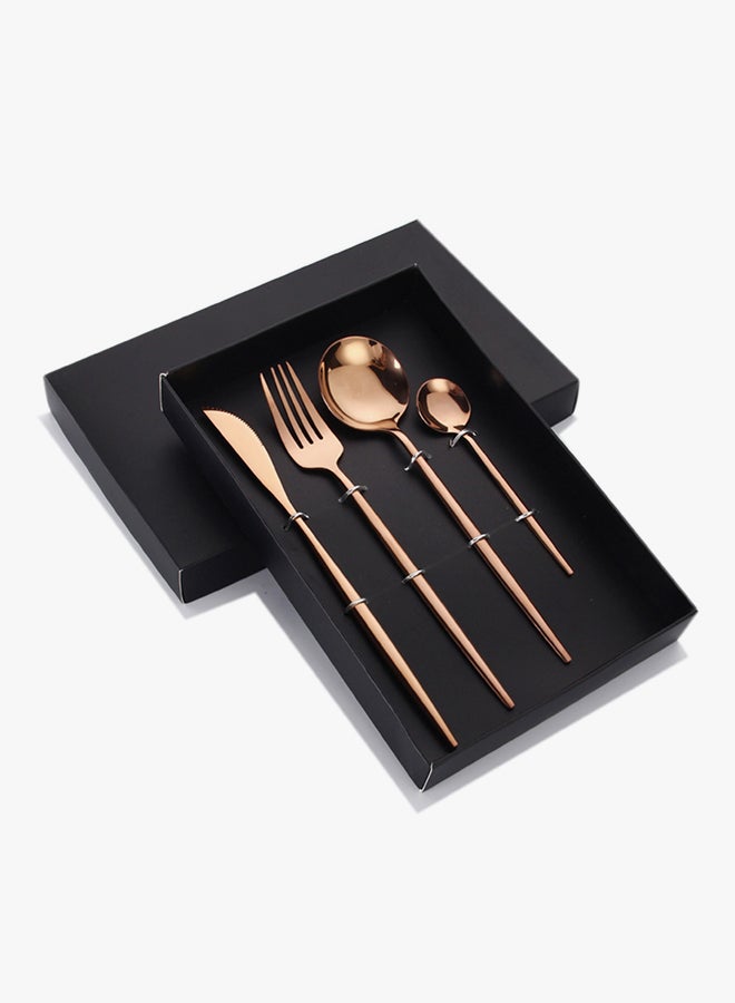 4-Piece Stainless Steel Cutlery Set Rose Gold - Image 1