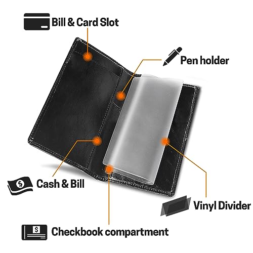 Aurya Leather Checkbook Covers for Personal Checkbook, Checkbook Holder with Free Vinyl Divider, Checkbook Cover for Duplicate Checks for Men and Women - Image 3