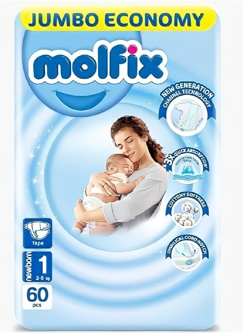 Molfix - Molfix Baby Diapers Size 1-60 pieces - Image 1