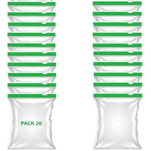 MOBDESK Zip Lock Bags Freezer Food Storage Bags, Sealed Containers with Ziplock Pouch Clip Packing Covers Zip Lock Bags Food Plastic Vegetables Bag Refrigerator Fruits Pouches (Pack of 20)- Ur- 6599 - Image 1