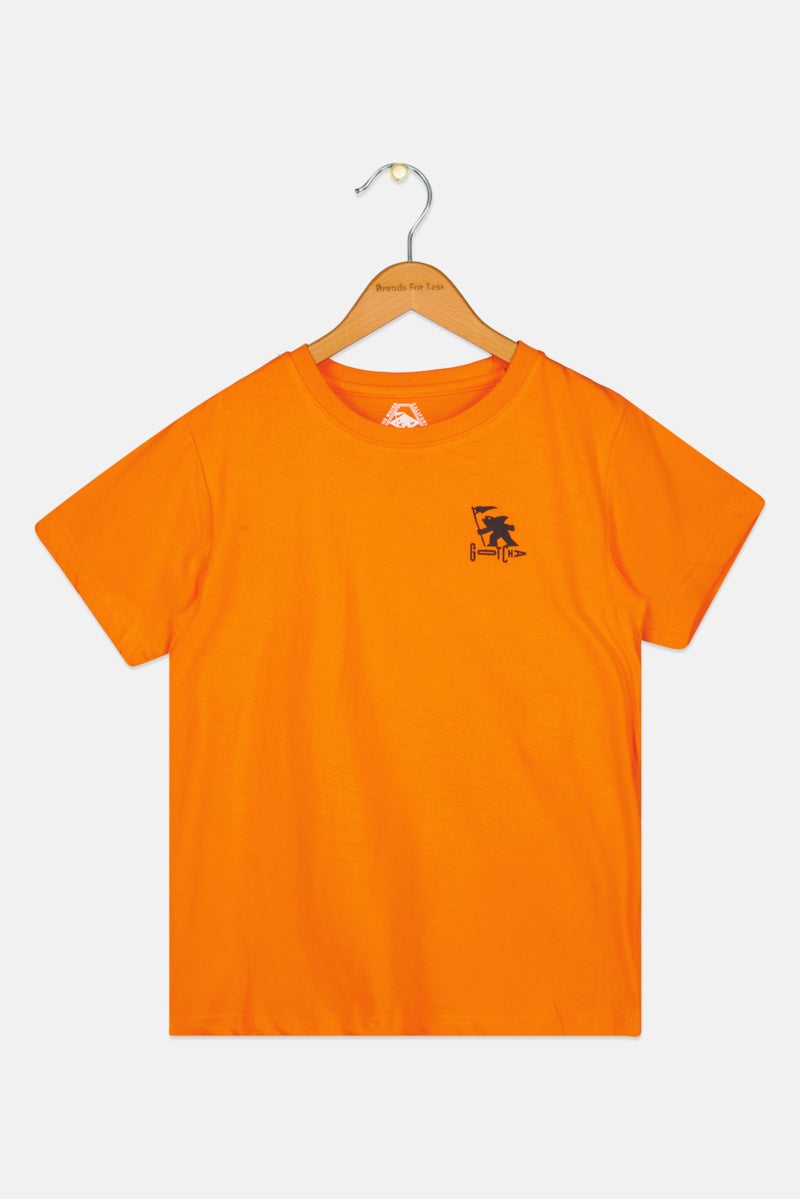 Gotcha Kids Boy Crew Neck Short Sleeve Brand Logo T-Shirts, Orange Combo - Image 1