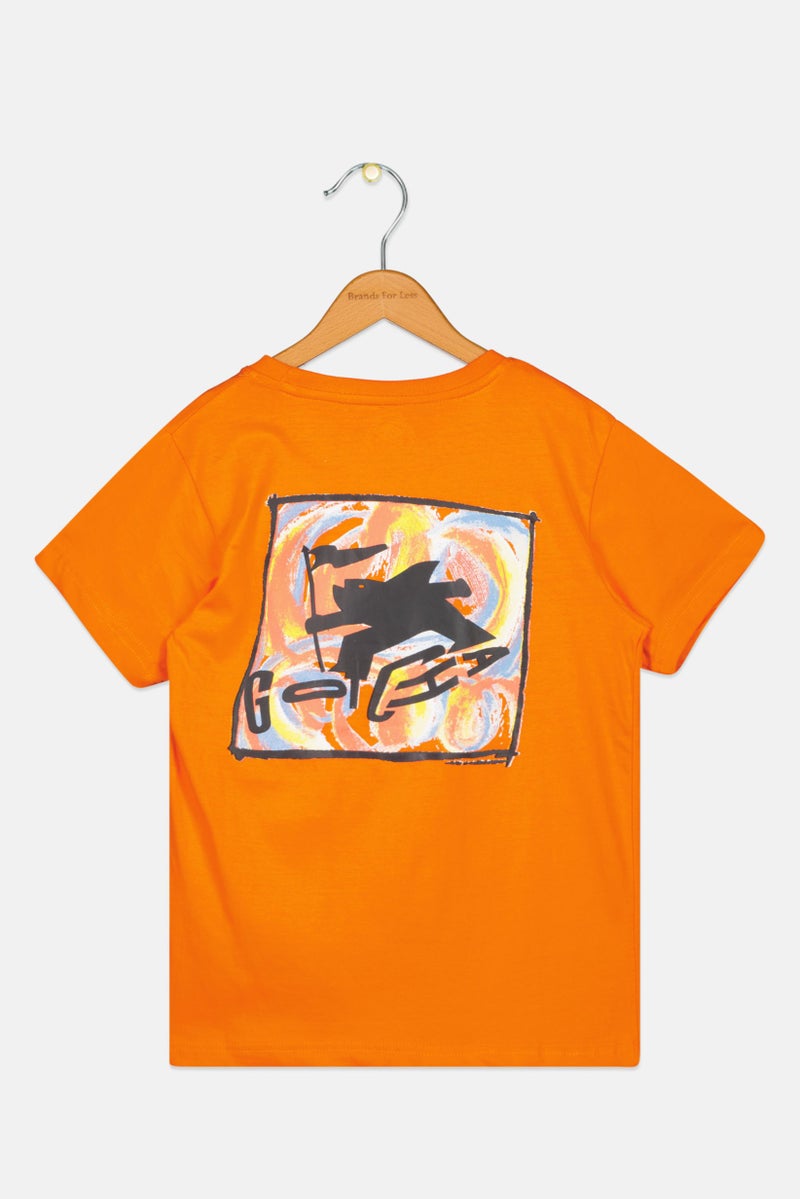 Gotcha Kids Boy Crew Neck Short Sleeve Brand Logo T-Shirts, Orange Combo - Image 2