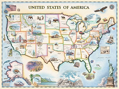 Xplorer Maps USA Map Poster – 18x24 Vintage-Style Lithographic Print with Soy-Based Inks – Made in USA - Image 1