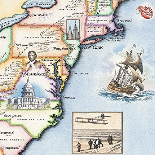 Xplorer Maps USA Map Poster – 18x24 Vintage-Style Lithographic Print with Soy-Based Inks – Made in USA - Image 2