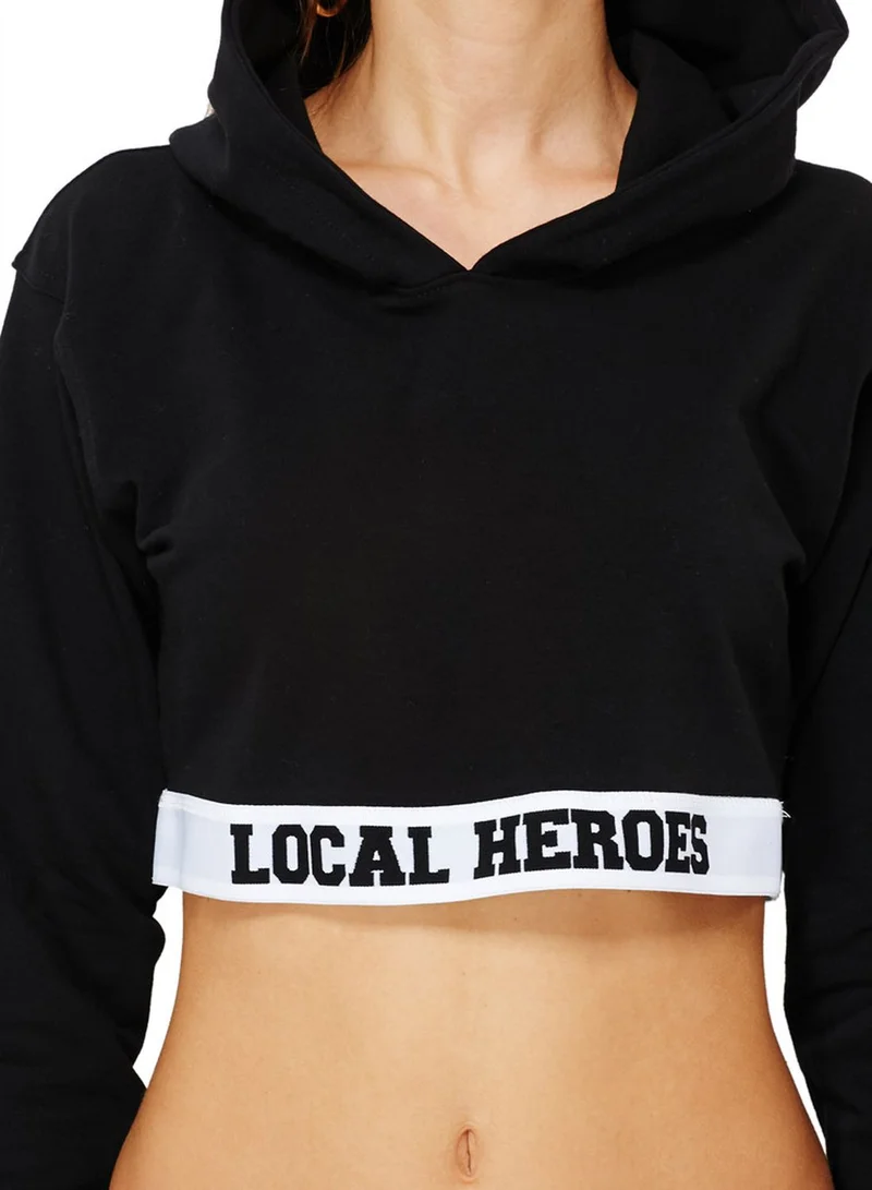 Local Heroes Logo Text Crop Hoodie