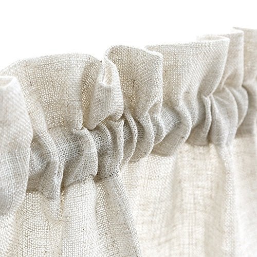 jinchan Valances for Windows Faux Linen Kitchen Valances Farmhouse Country Rustic Small Window Treatments Light Filtering Rod Pocket Curtains Topper for Living Room Bathroom 15 inch 1 Panel Crude - Image 2