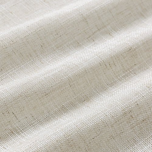 jinchan Valances for Windows Faux Linen Kitchen Valances Farmhouse Country Rustic Small Window Treatments Light Filtering Rod Pocket Curtains Topper for Living Room Bathroom 15 inch 1 Panel Crude - Image 3