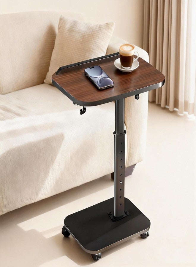 LUBEAU C Table End Table Adjustable Height, Rolling TV Tray Table for Small Spaces 180° Flip-Over Panel Design & 360° Swivel Casters, C Shaped Side Tables for Couch for Living Room, Bedroom, Bed, Sofa, Snack - Image 1