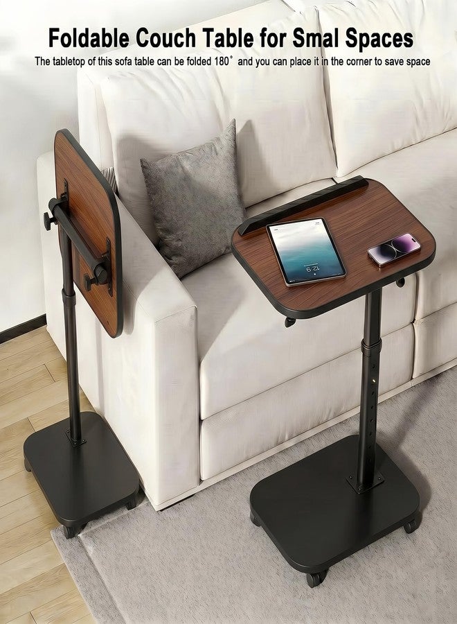 LUBEAU C Table End Table Adjustable Height, Rolling TV Tray Table for Small Spaces 180° Flip-Over Panel Design & 360° Swivel Casters, C Shaped Side Tables for Couch for Living Room, Bedroom, Bed, Sofa, Snack - Image 5