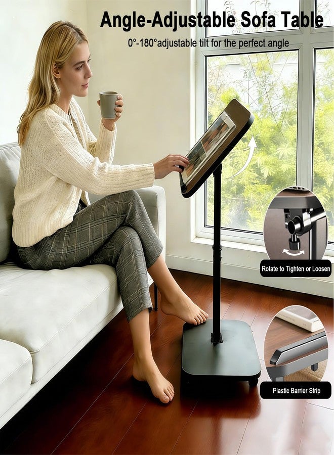 LUBEAU C Table End Table Adjustable Height, Rolling TV Tray Table for Small Spaces 180° Flip-Over Panel Design & 360° Swivel Casters, C Shaped Side Tables for Couch for Living Room, Bedroom, Bed, Sofa, Snack - Image 4