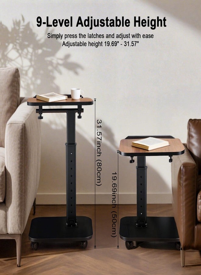 LUBEAU C Table End Table Adjustable Height, Rolling TV Tray Table for Small Spaces 180° Flip-Over Panel Design & 360° Swivel Casters, C Shaped Side Tables for Couch for Living Room, Bedroom, Bed, Sofa, Snack - Image 2