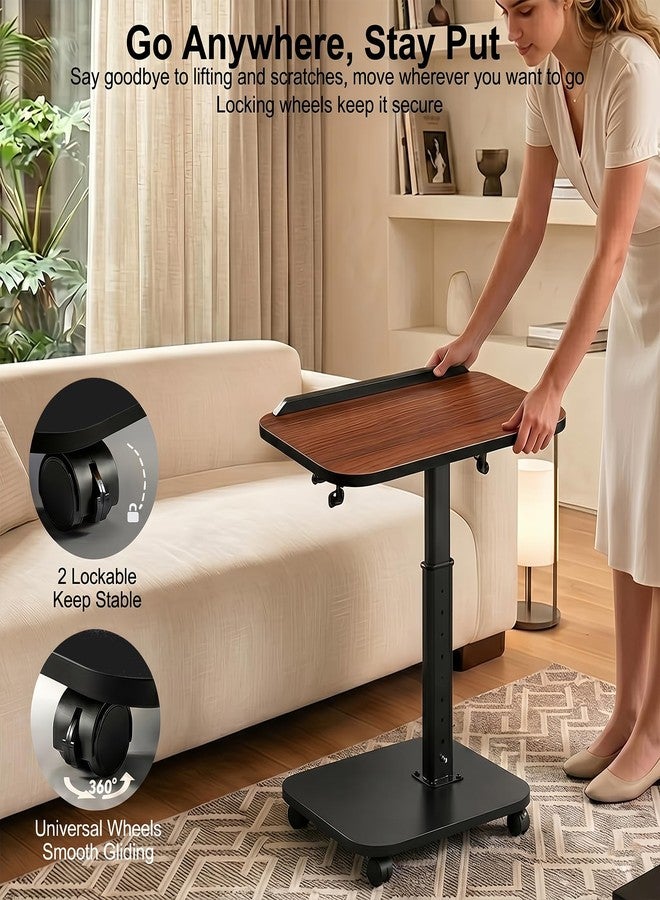 LUBEAU C Table End Table Adjustable Height, Rolling TV Tray Table for Small Spaces 180° Flip-Over Panel Design & 360° Swivel Casters, C Shaped Side Tables for Couch for Living Room, Bedroom, Bed, Sofa, Snack - Image 3