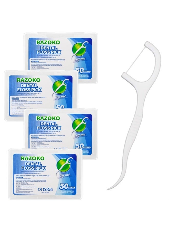 RAZOKO Dental Floss Picks High Toughness Professional Toothpicks Sticks with Portable Case and Dental Picks (200pcs) - Image 1