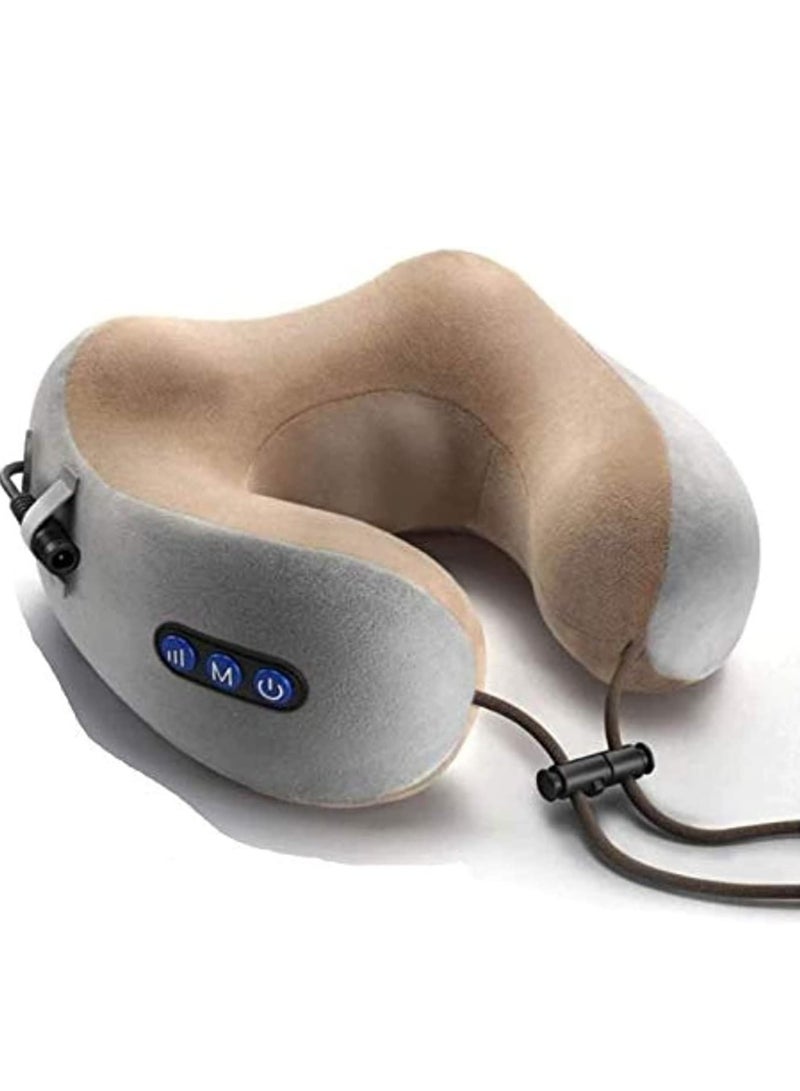 Rechargeable U Shaped Cervical Massage Pillow Neck Massager Vibration Pillow, - Image 1