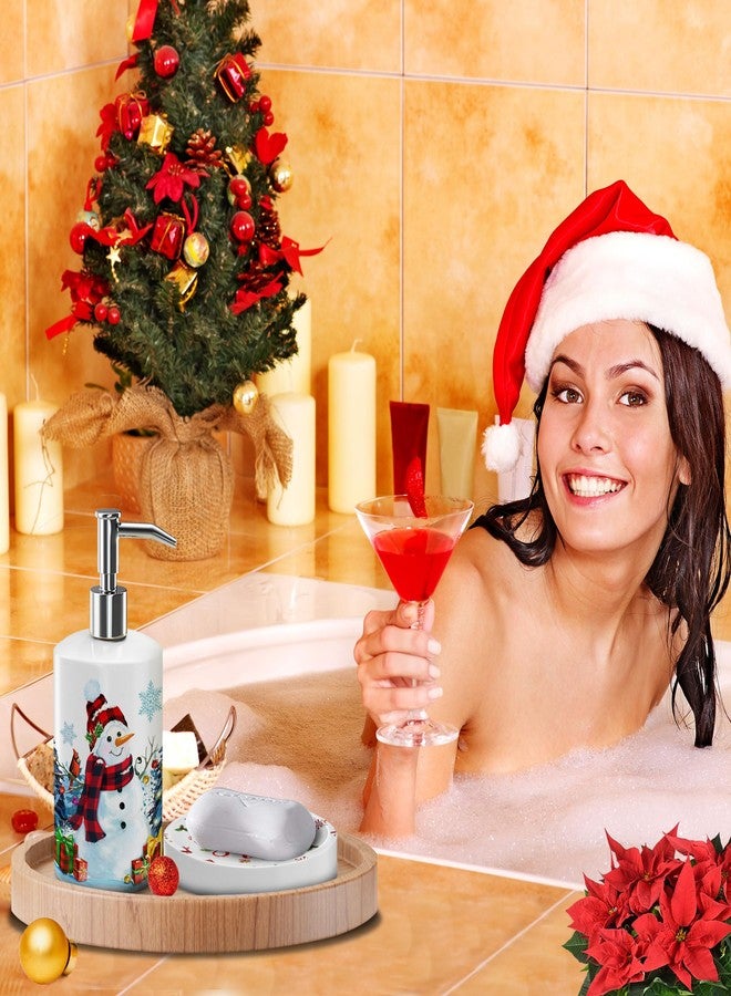 cocomong مجموعة إكسسوارات حمام عيد الميلاد من كوكومونغ (4 قطع): ديكور حمام على شكل رجل ثلج وقزم، كوب حمام على شكل قزم وصندوق، حامل فرشاة أسنان، موزع صابون على شكل رجل ثلج، طبق صابون "ليت إت سنو". - Image 4
