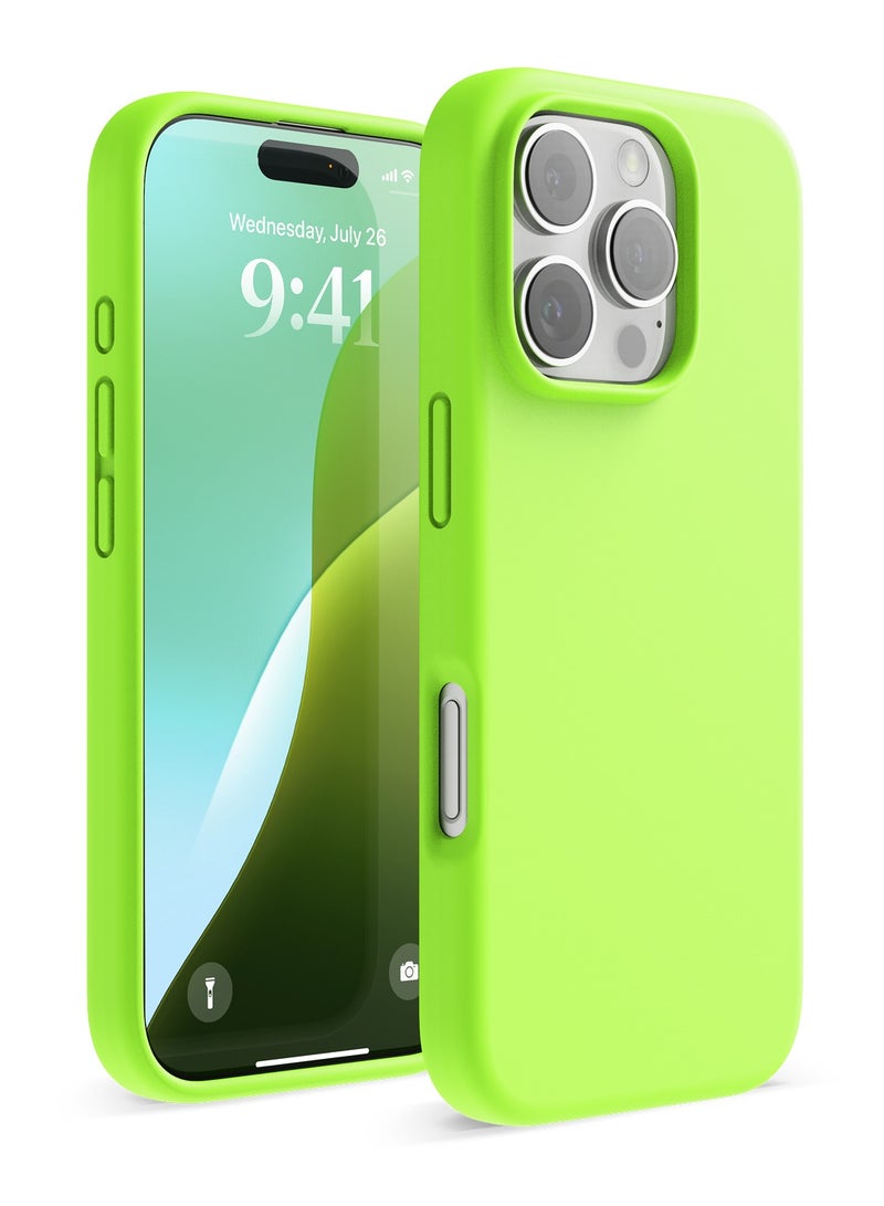 Elago Liquid Silicone for iPhone 16 PRO Case Cover Full Body Protection, Shockproof, Slim, Anti-Scratch Soft Microfiber Lining - Lime Green