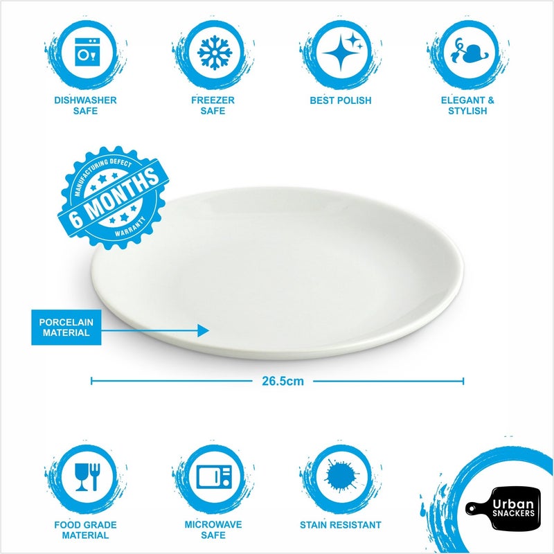 Urban Snackers Coupe Dinner Plate, 26 Cm, White Porcelain, Pack of 1 - Image 3