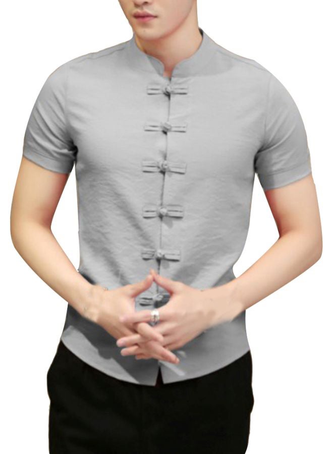 NIBEMINENT Tang Short Sleeve Kung Fu Shirt Grey 