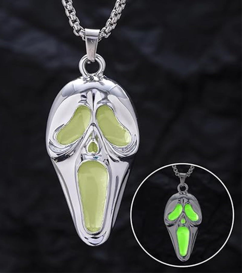Longita Ghostface Necklace Glow in the Dark Scream Skull Necklaces for Women Men Halloween Necklace Light Up Ghost Face Necklaces Party Jewelry 1pcs - Image 3
