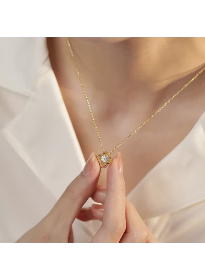 Manhe S925 Silver Four-leaf Clover Moissanite Necklace For Women, New Style Pendant, Birthday Gift For Wife Or Girlfriend - Image 1