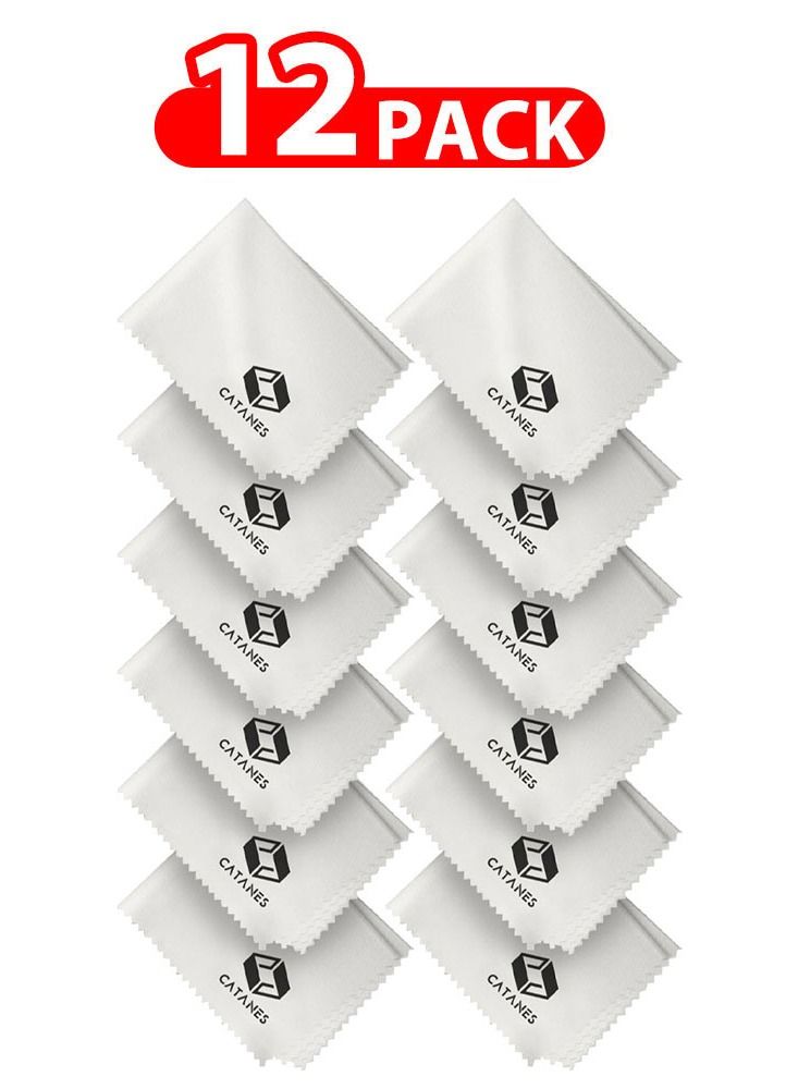 CATANES 12 Pack Of Microfiber Cleaning Cloth Premium Cloth for Glasses Lens Screens and More Off White  - Image 1