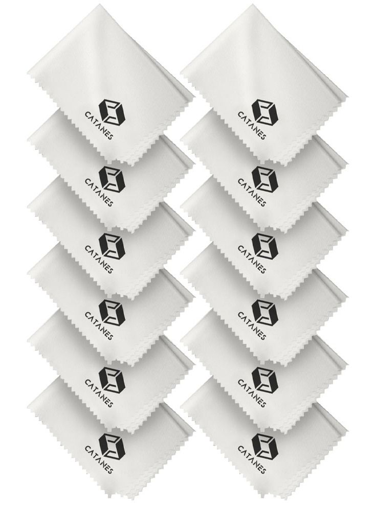 CATANES 12 Pack Of Microfiber Cleaning Cloth Premium Cloth for Glasses Lens Screens and More Off White  - Image 2