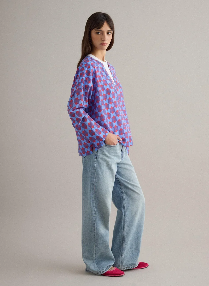 Ovs  Ovs Multicolour Lyocell Blend Shirt, Regular Fit, Deep V for Women | Best Price UAE
